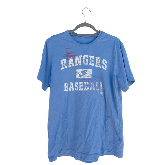 Nike Texas Rangers Baseball MLB T Shirt Men's Large Blue Graphic Tee - Picture 1 of 7